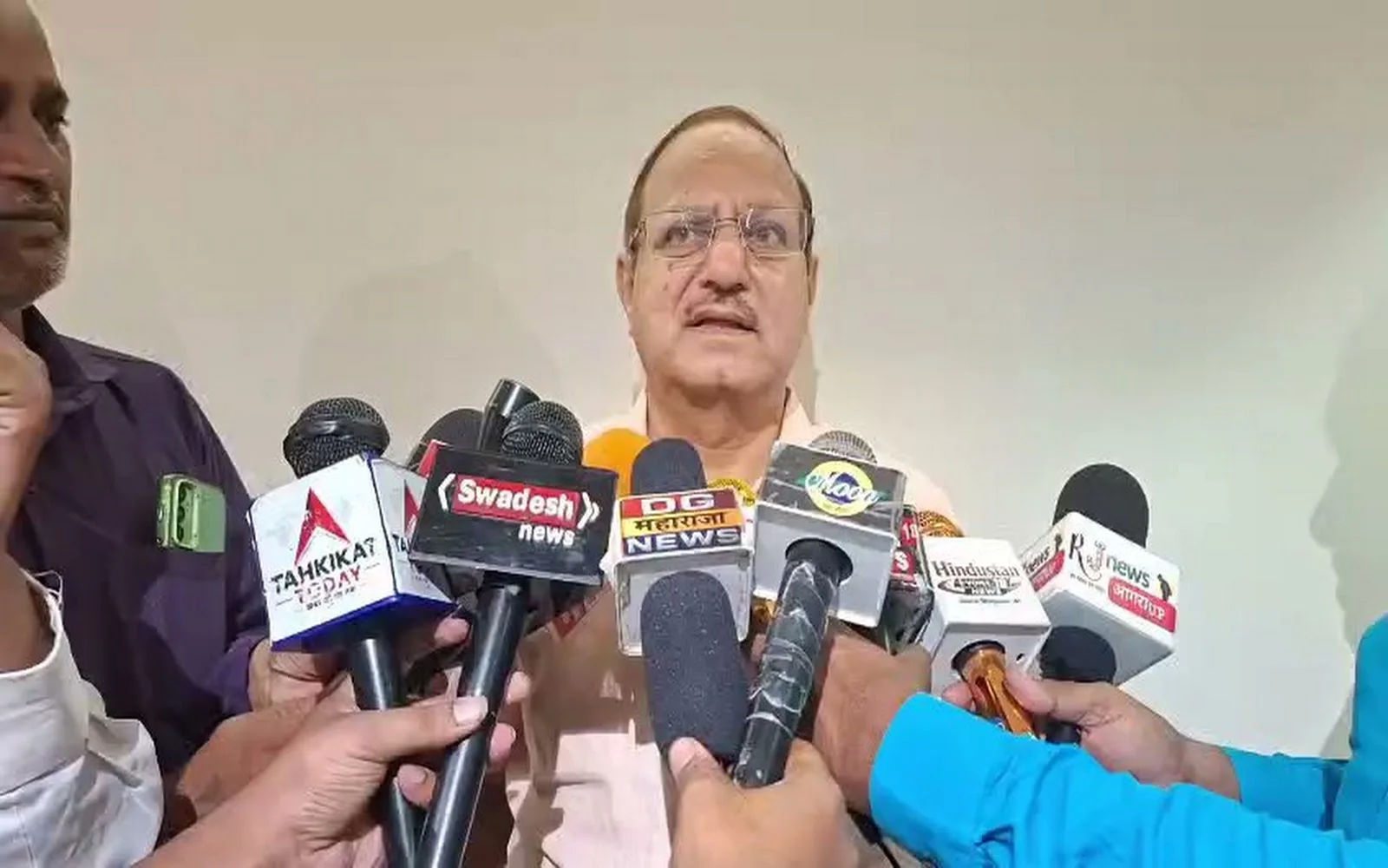 AOS representative briefing media during the Agra Moves Better 2026 launch programme