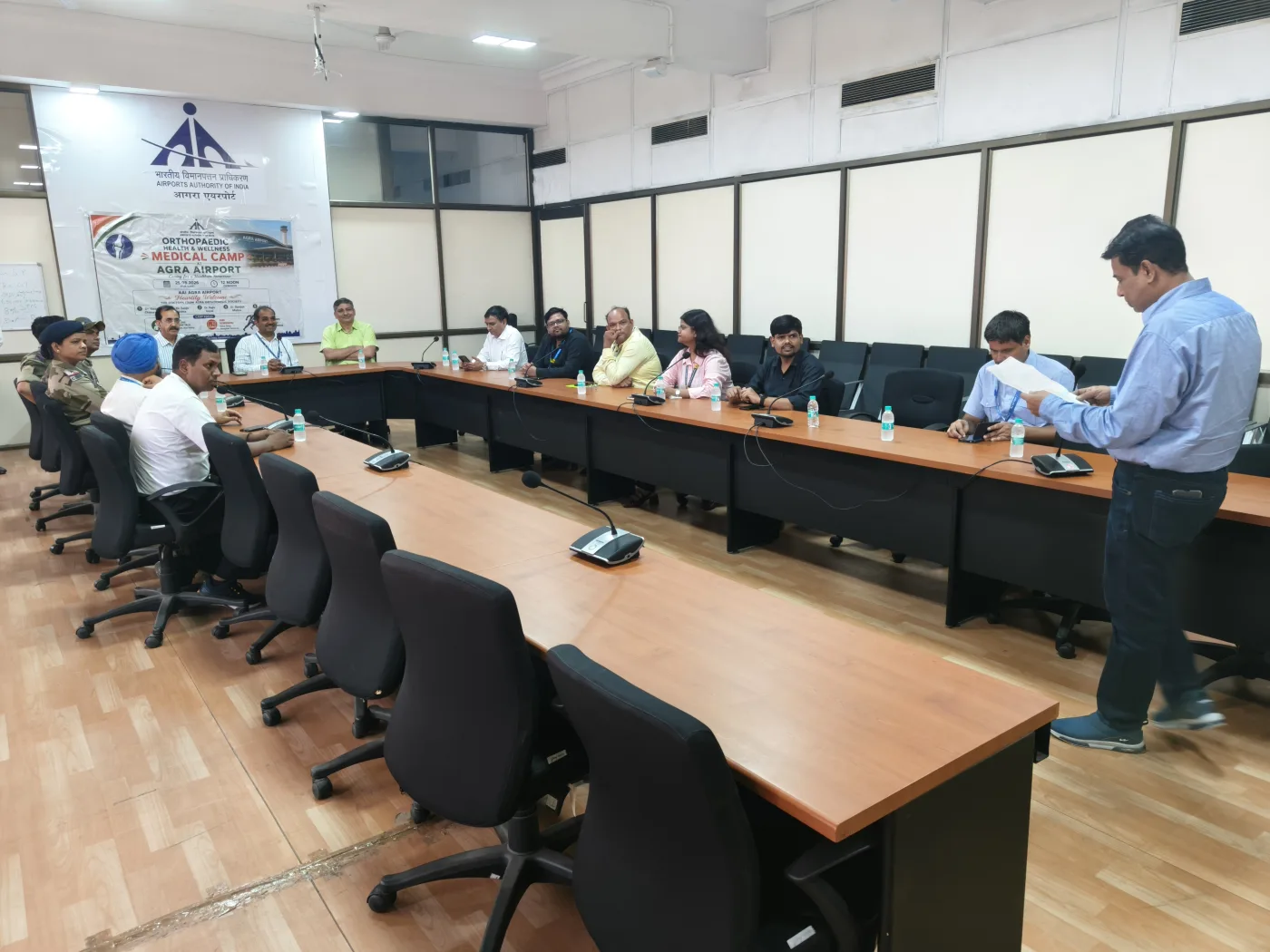 Agra Airport workplace ergonomics and CPR awareness activity under Agra Moves Better 2026