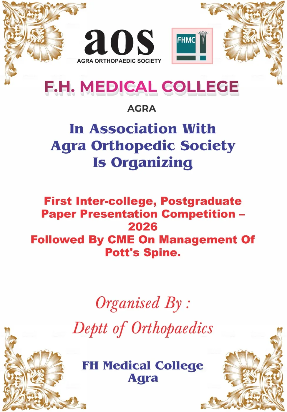 AOS first inter-college postgraduate paper presentation competition certificate artwork