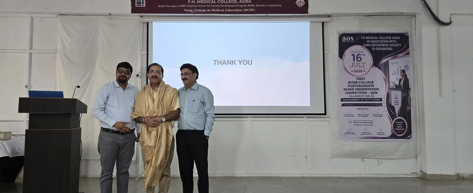 Participant being felicitated during the AOS postgraduate competition