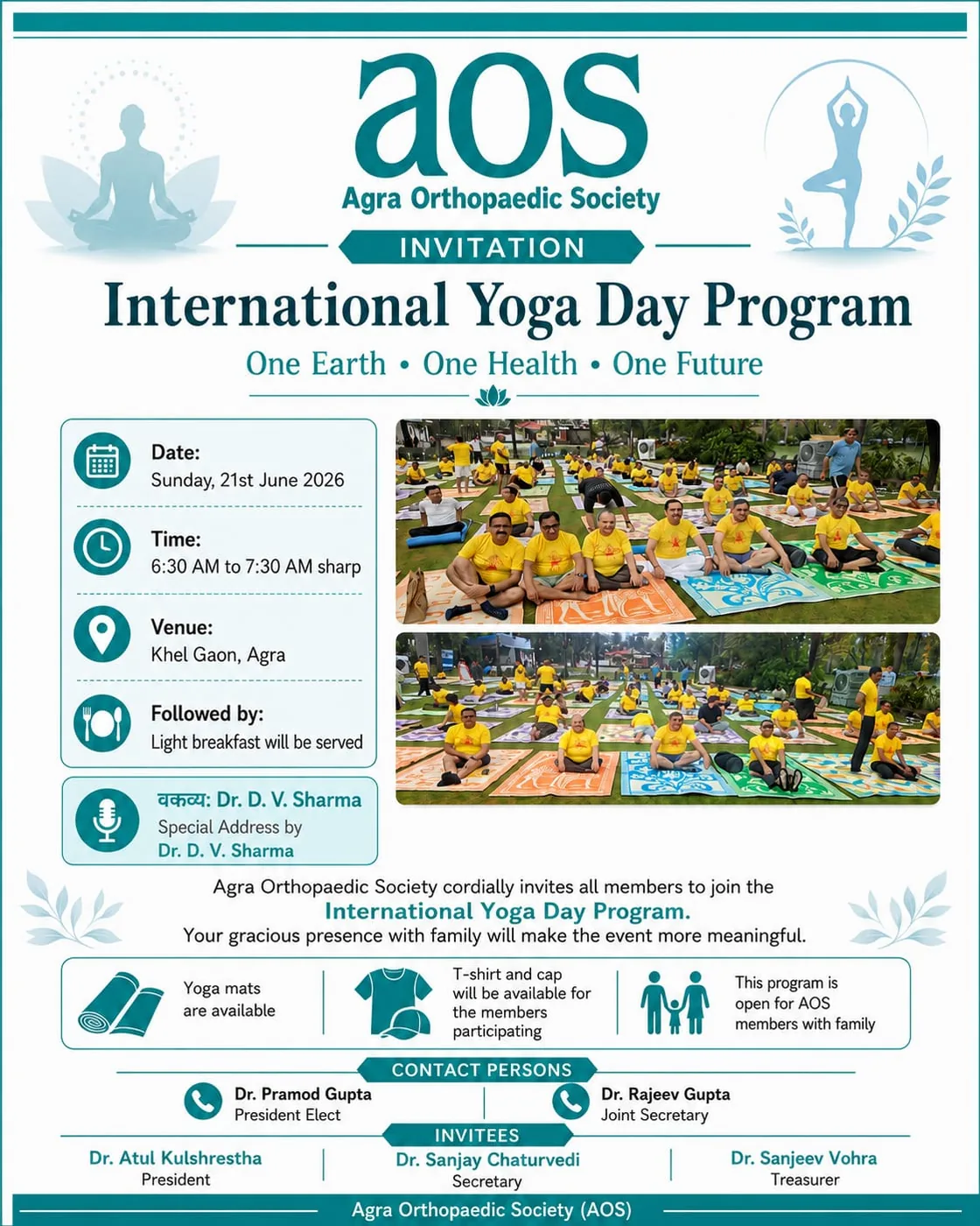 AOS International Yoga Day programme invitation for 21 June 2026